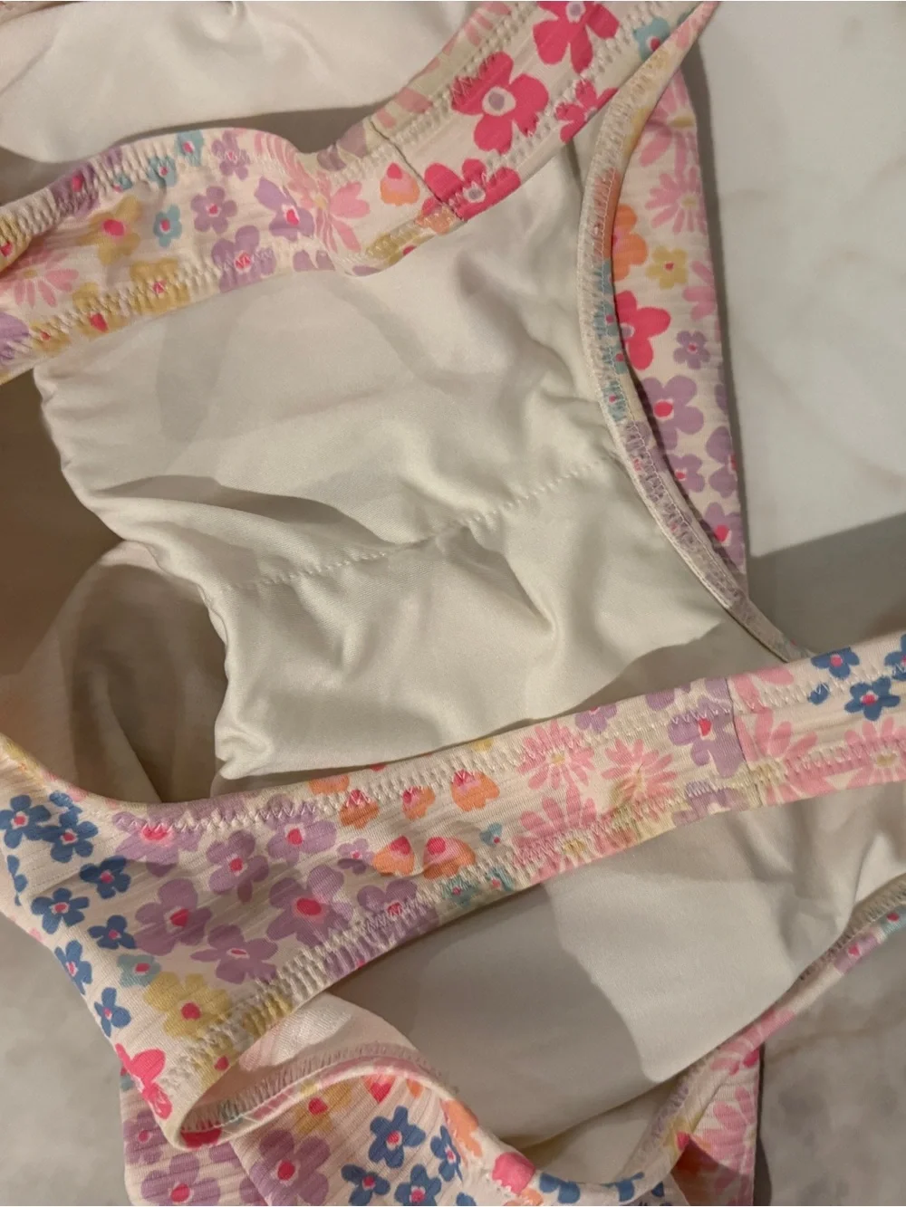 Girls Floral Scoop-Back One-Piece Bodysuit - Pink Multi
